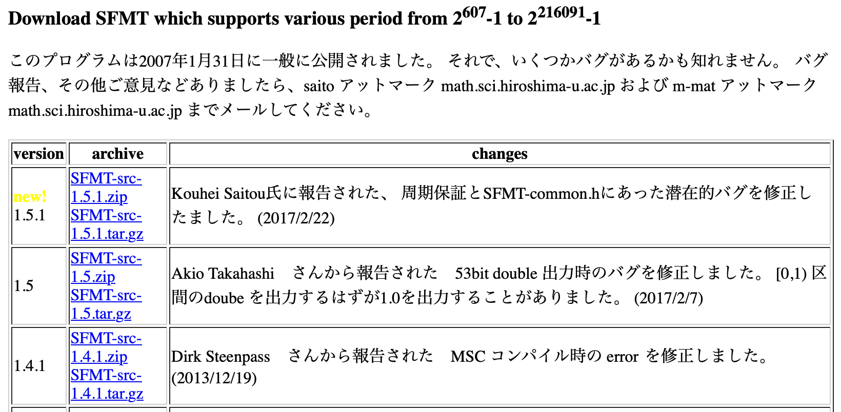 ダウンロードページのスクリーンショット
